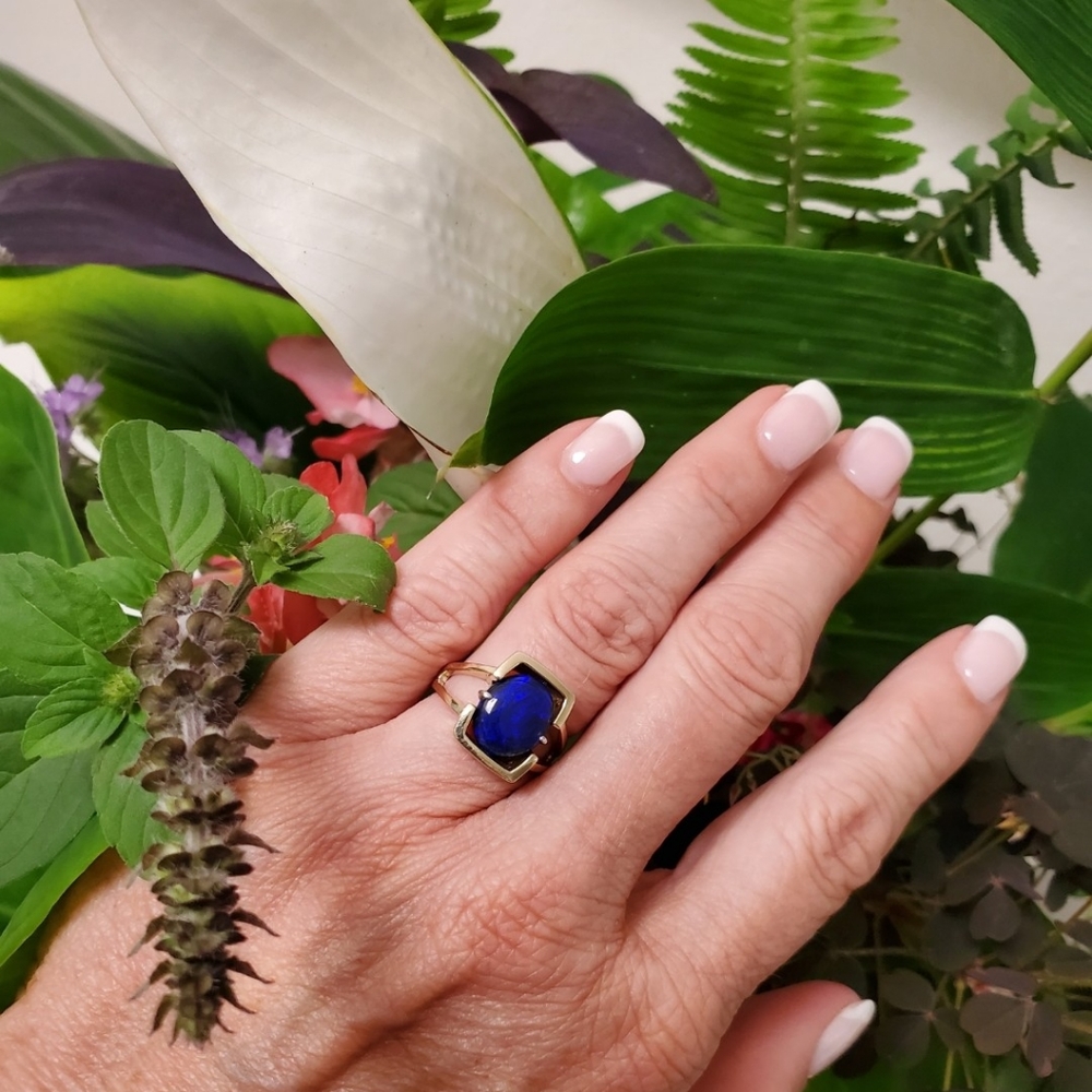 Black Opal 3.5 carat 14k Gold Ring Lightning Ridge Please Read Condition Details - Picture 16 of 16